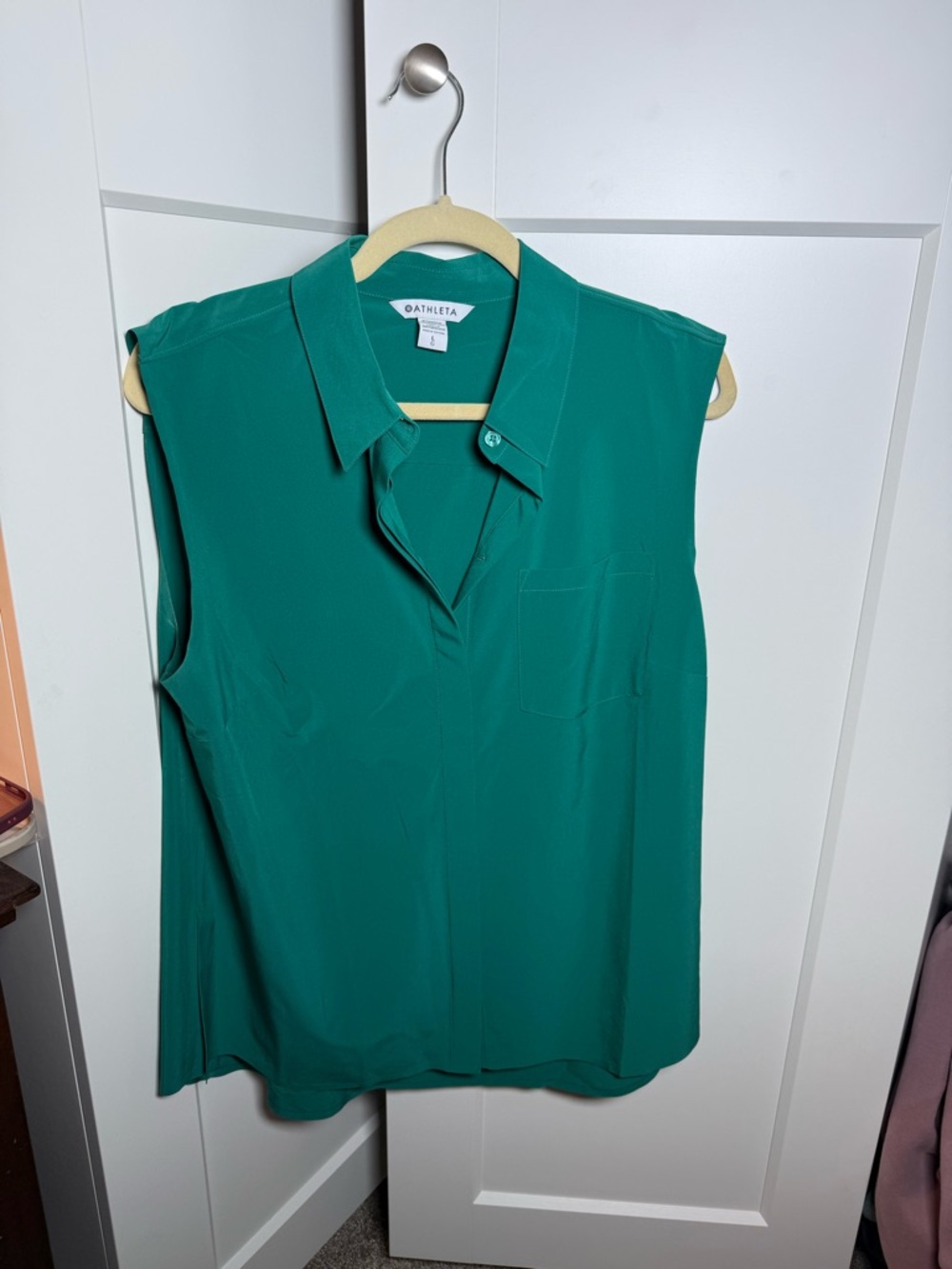 Athleta Sleeveless Collared Shell Top - Teal Green